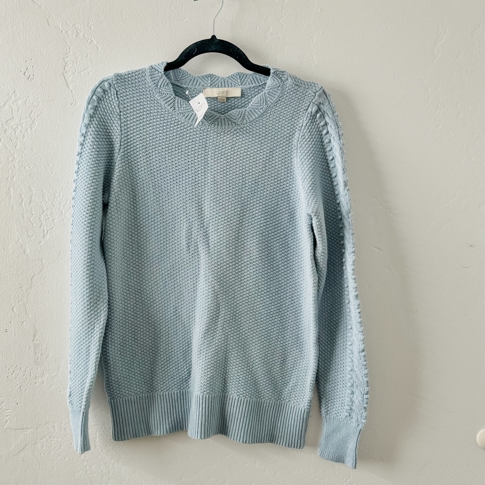 LOFT NWT knit sweater with scallop detail